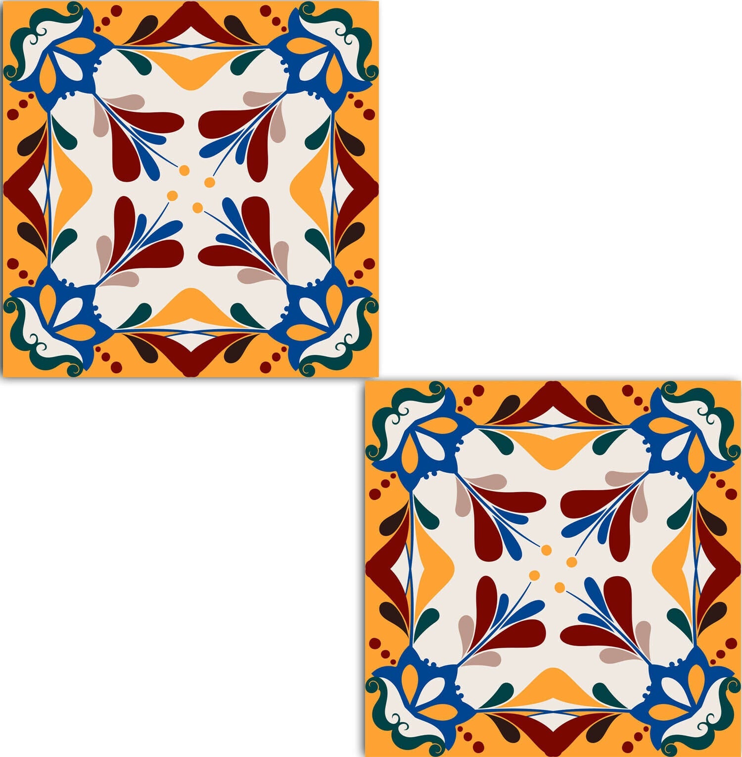 Mediterranean tiles Two 6 x 6 inches decorative ceramic Etsy