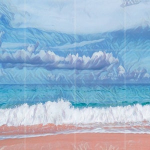 Tile Mural/Mosaic Ceramic Panel of Ocean Waves - Beach Mural - Ocean Waves Wall Mural - Wall Art -Tile Mural Art - Home Decor - Tile Mosaic