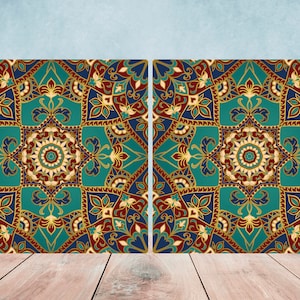 Moroccan Ceramic Tiles - Set of 2 Moroccan Wall Decor Tiles - Kitchen Backsplash Tiles, Table Decorative Tiles, Bathroom Tiles, Coaster