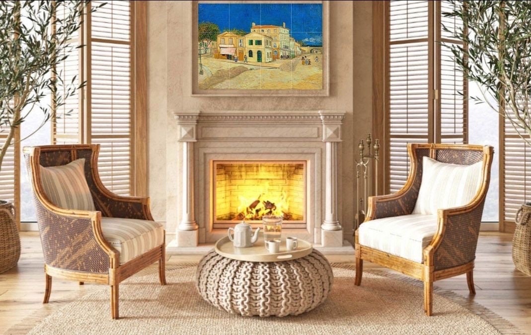 ゴッホ「黄色い家」タイル壁画：田園風景の陶器モザイクパネル - Etsy 日本