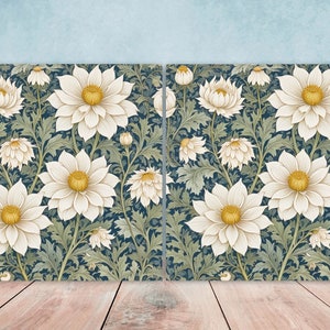 Art Nouveau Flower Ceramic Tiles - Set of 2 Art Nouveau Wall Decor Tiles - Kitchen Backsplash Tiles, Table Decorative Tiles, Bathroom Tiles