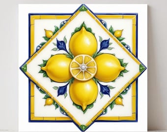 Piastrella in maiolica italiana con limone: arredamento della cucina mediterranea
