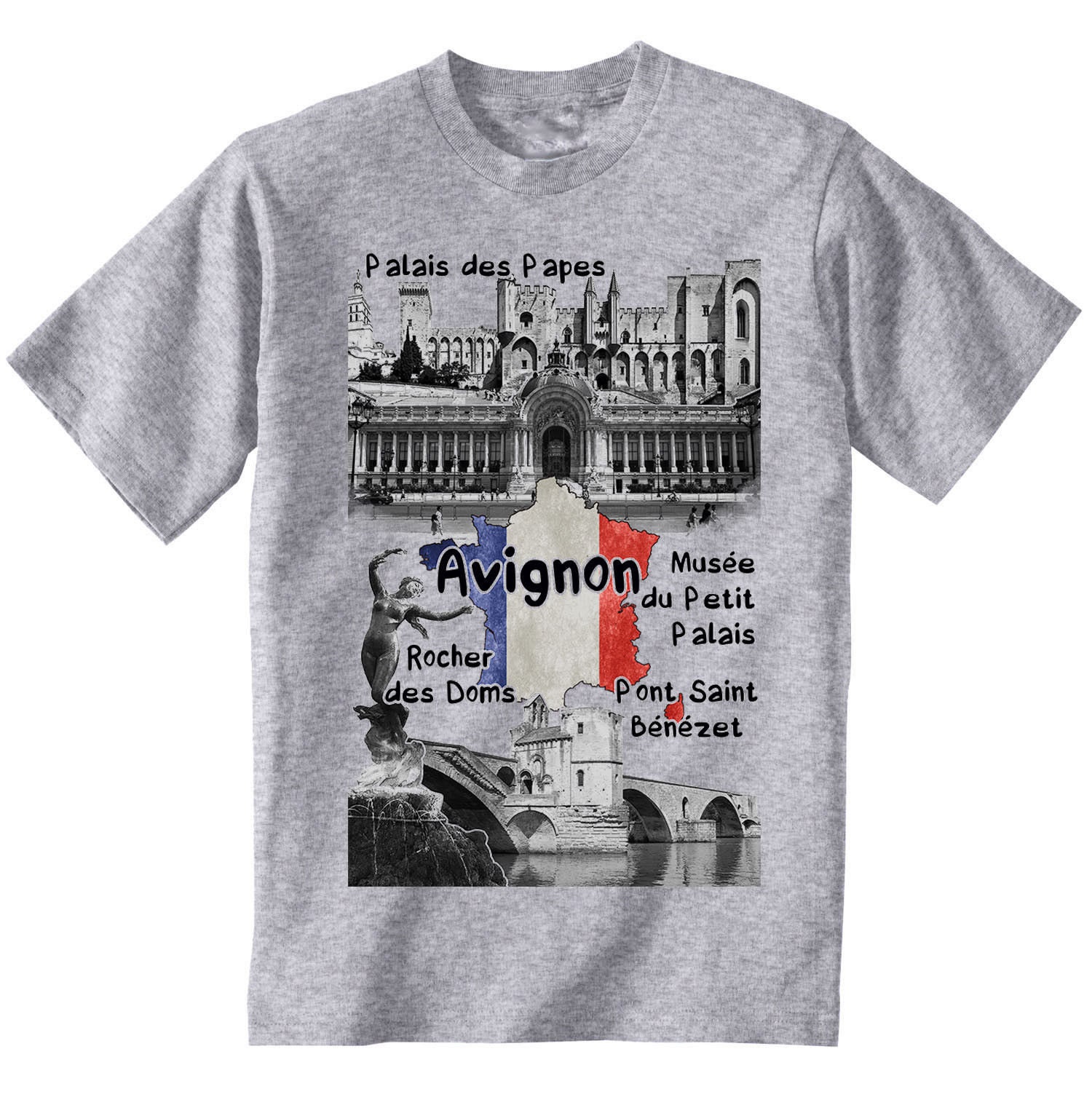 Image of Avignon France - Man New Cotton Grey T-Shirt