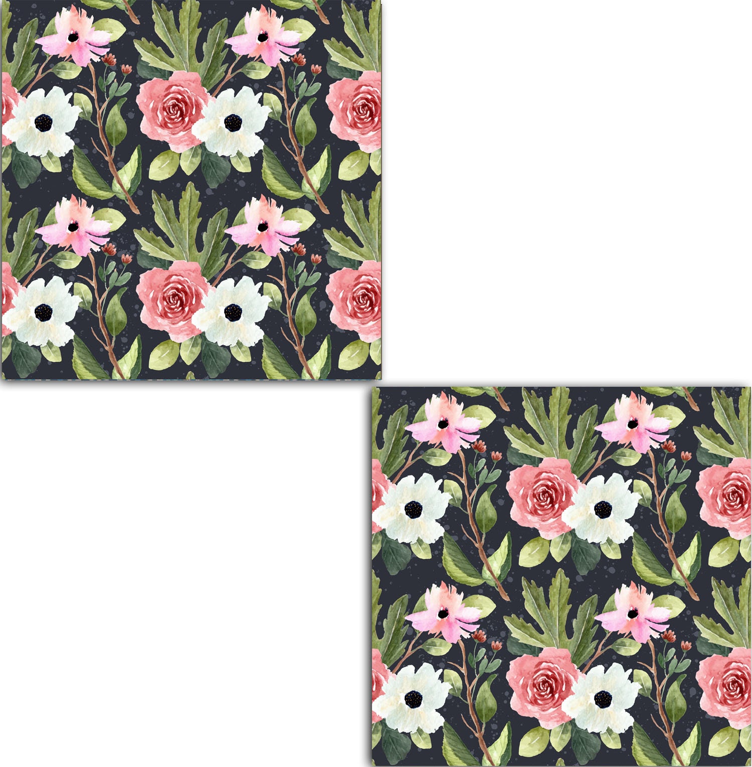 Floral Design Tiles Two 6 x 6 inches decorative ceramic | Etsy