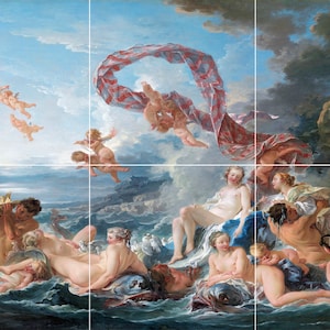 Tile Mural/Mosaic Ceramic Panel of Triumph of Venus Painting - Francois Boucher Wall Art - Rococo Art - Francois Boucher Prints Wall Decal