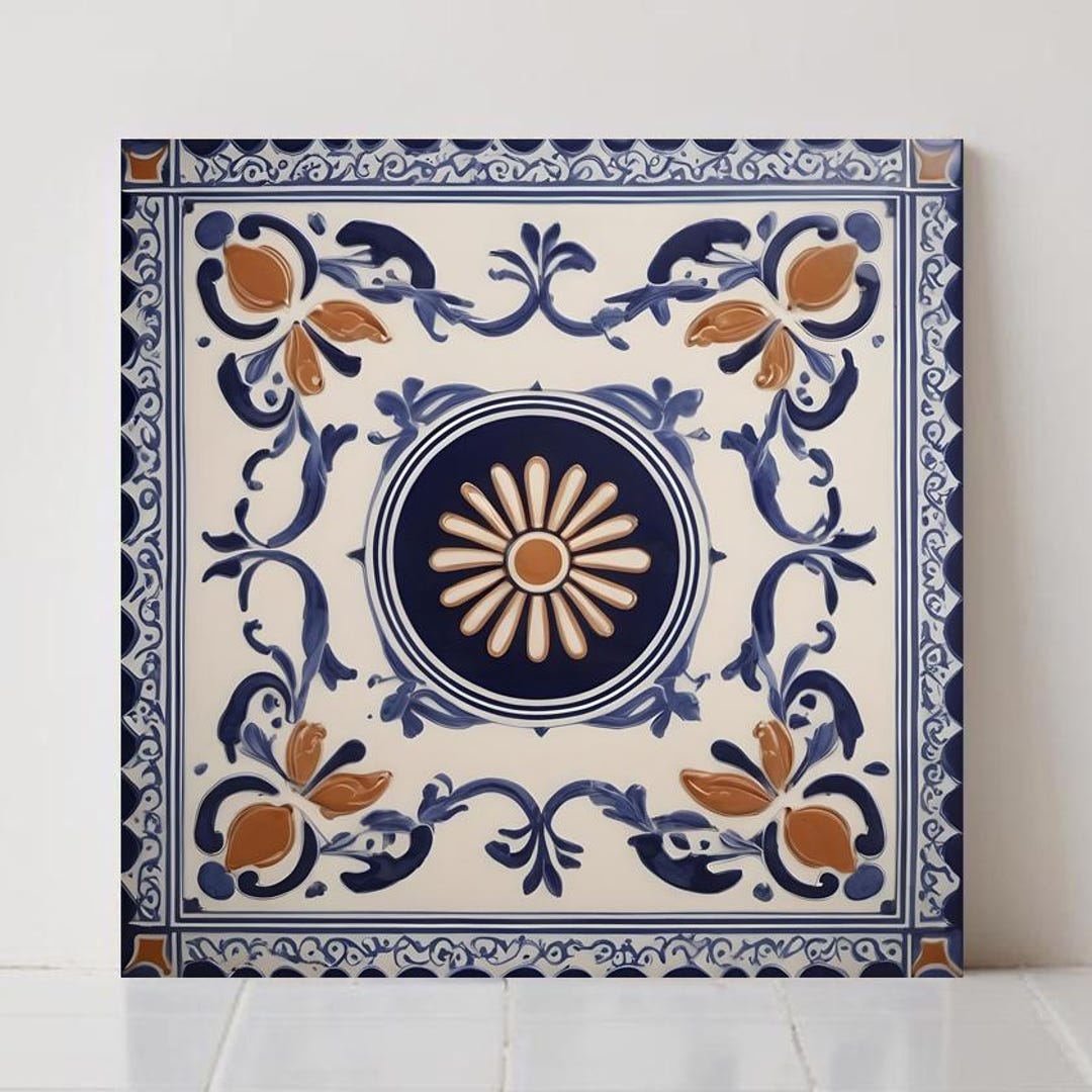 Greek Mediterranean Ceramic Tiles - Set of 2 Decorative Backsplash ...