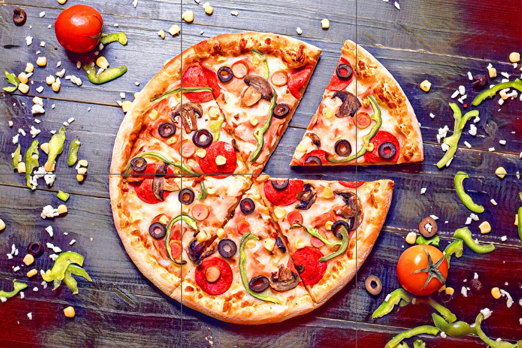 Tile Mural/Mosaic Ceramic Panel of a Pepperoni Pizza - Pizza wall print  -Italian Food - Tile Mural - Home Decor - Gloss Tiles - Tile Mosaic
