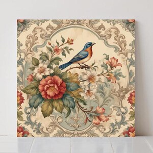 Piastrelle in ceramica vittoriane: paraschizzi per cucina con uccelli e fiori, decorazioni per il bagno