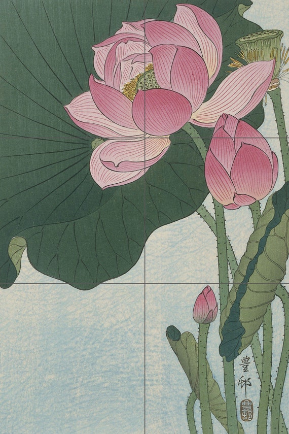 Tile Mural/mosaic Ceramic Panel of a Blooming Lotus Flower