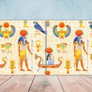 Egyptian Decor Ceramic Tile -Set of 2 Egyptian style Tiles -Kitchen Backsplash Tiles,Table Decorative Tiles,Bathroom Tiles, Shower tiles