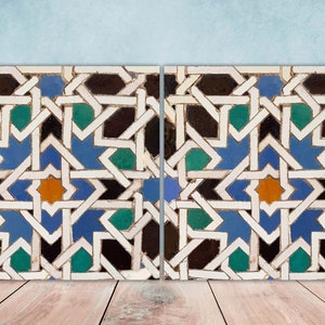 Marokkanische Keramikfliesen: Wanddekor, Küchenrückwand - 2er-Set
