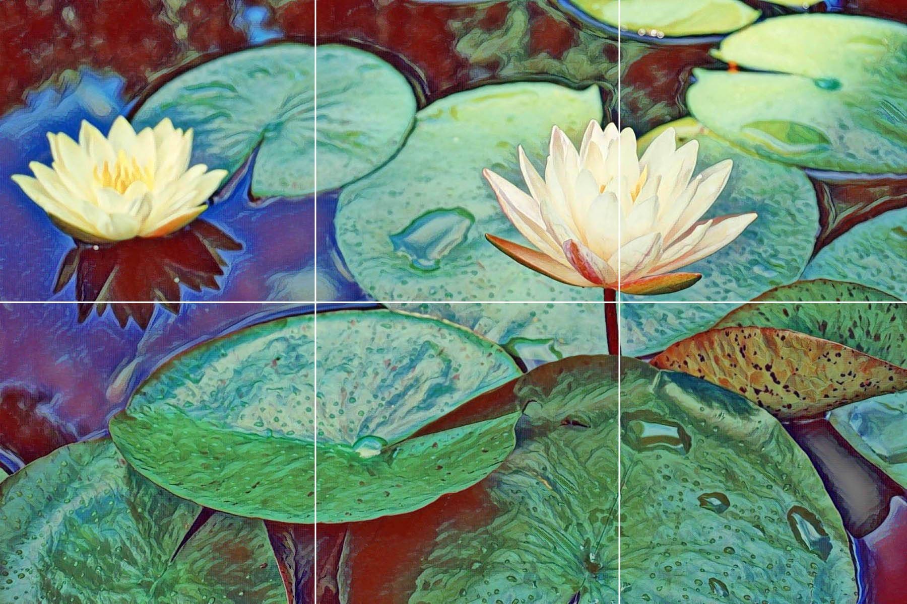 蓮の花のタイル壁画/モザイクセラミックパネル - 蓮の花の壁画