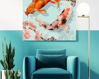 Japanisches Koi Fischteich Fliesenbild: Glänzendes Keramik-Mosaik-Panel