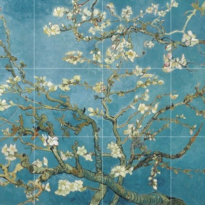 Tile Mural/Mosaic Ceramic Panel of Vincent Van Gogh Almond Blossom - Flower Mural - Van Gogh Print - Flower Wall Art - Botanical Art Print