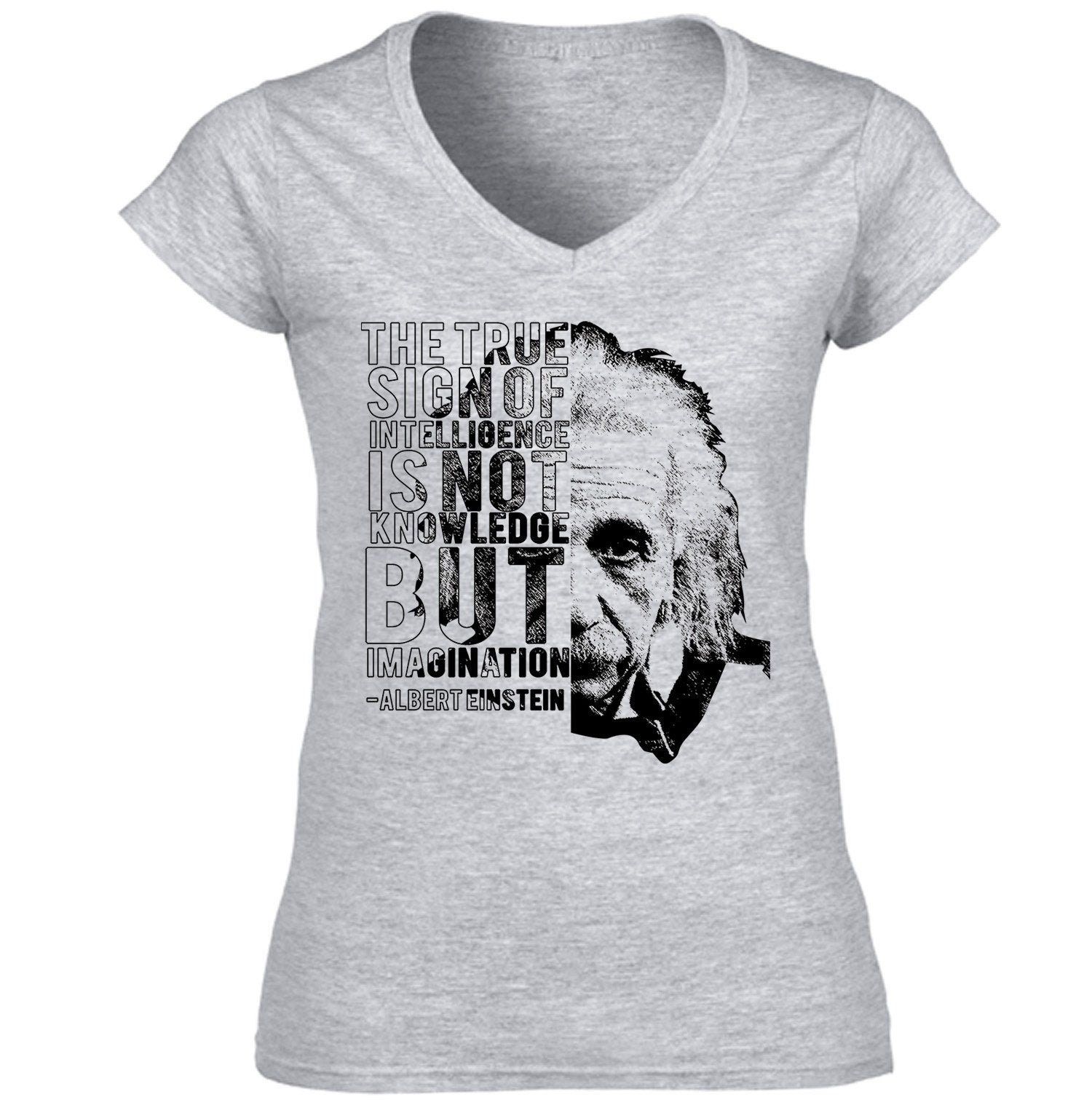 Image of Albert Einstein - Imagination New Cotton Grey Lady T Shir