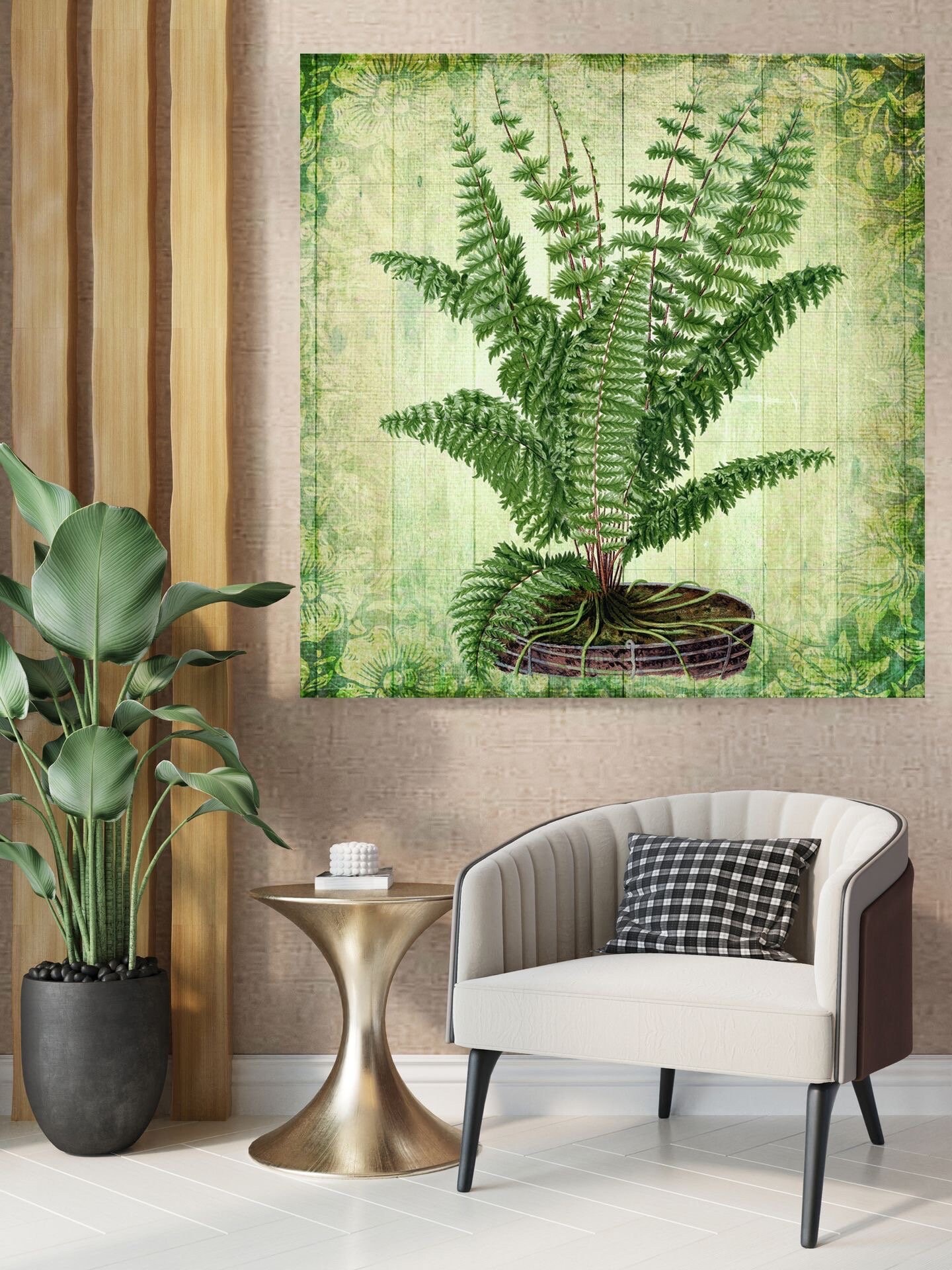 シダのタイル壁画：植物モザイクセラミック壁アート - Etsy 日本