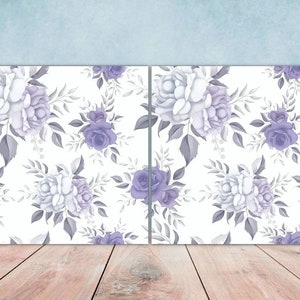 Floral Ceramic Tiles: Botanical Flower Wall Decor, Set of 2