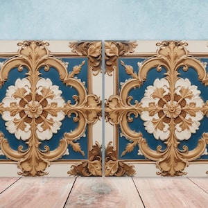 Victorian Tiles - Set of 2 Victorian Wall Decor Ceramic Tiles - Kitchen Backsplash Tiles, Table Decorative Tiles, Bathroom Tiles, Coaster