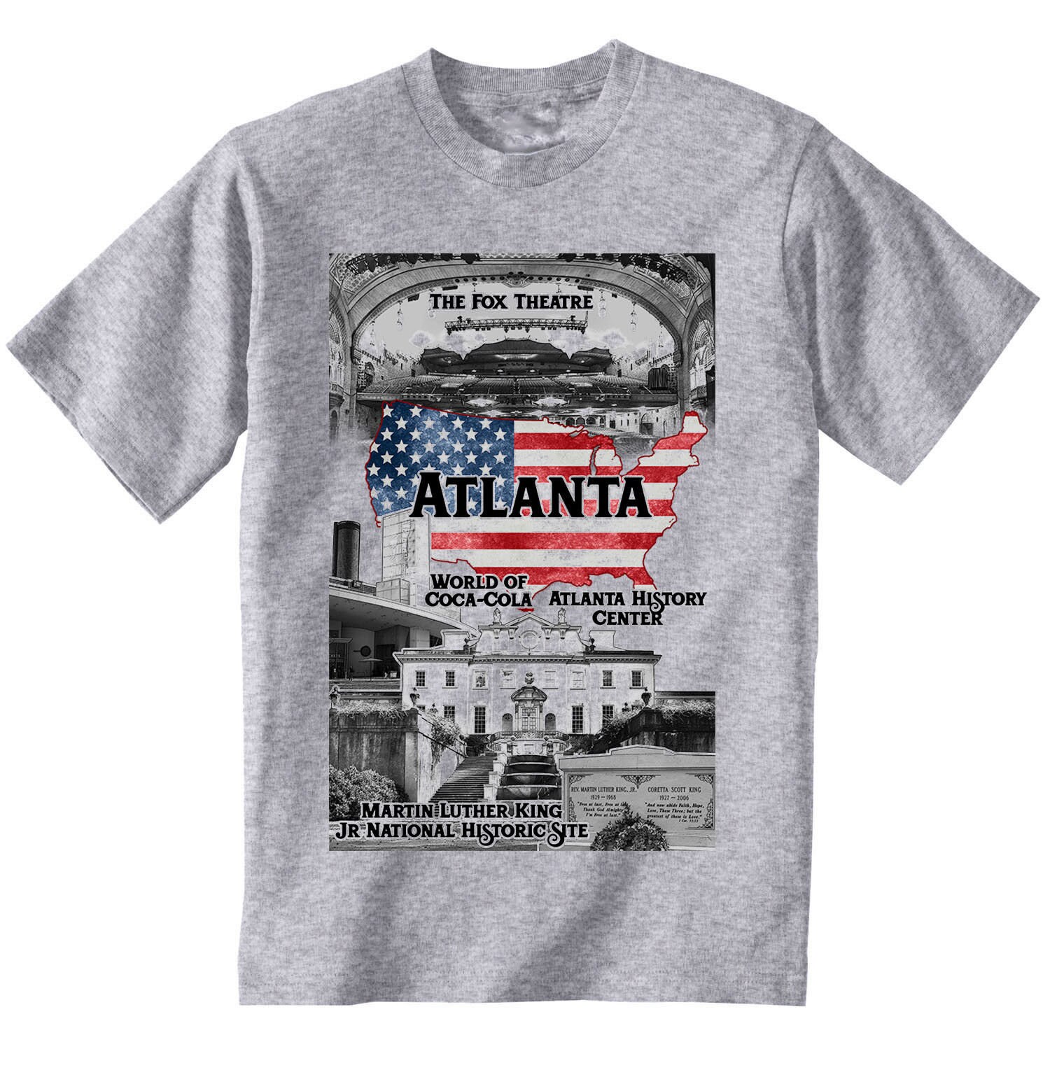 Image of Atlanta Georgia - Man New Cotton Grey T-Shirt