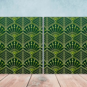 Art Nouveau Flower Ceramic tiles - Set of 2 Art Nouveau Wall Decor Tiles - Kitchen Backsplash Tiles, Table Decorative Tiles, Bathroom Tiles
