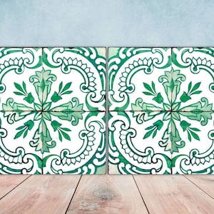 Portuguese Azulejo Tiles - Set of 2 Portuguese Wall Decor Tiles - Kitchen Backsplash Tiles, Table Decorative Tiles, Bathroom Tiles, Coaster