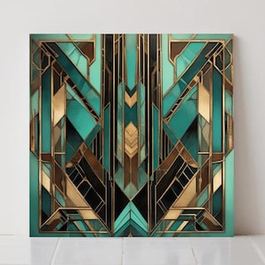 Płytka ceramiczna w stylu art déco w kolorze zielonym: geometryczna dekoracja ścienna do kuchni w stylu retro, łazienka