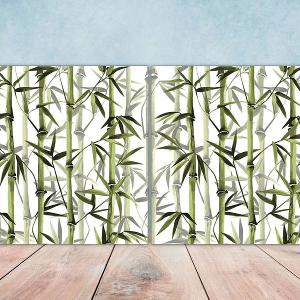 Tropical Leaf Tiles Design - Set of 2 Botanical Wall Decor Bamboo Art Tile, Kitchen Backsplash Tiles,Table Decorative Tiles, Bathroom Tiles