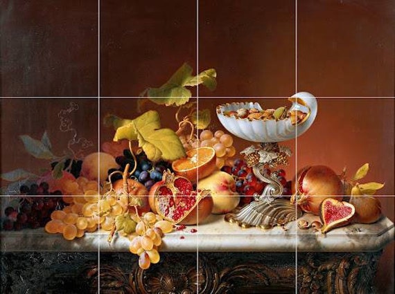 Tropical Fruit Tile Mural: Wilhelm Preyer Mosaic Ceramic Kitchen