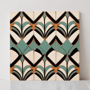 Art Deco Ceramic Tile - Geometric Wall Decor Retro Shower Bathroom