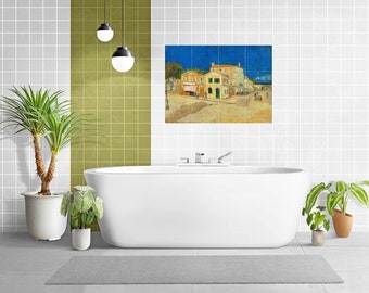 ゴッホ「黄色い家」タイル壁画：田園風景の陶器モザイクパネル - Etsy 日本
