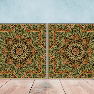Moroccan Ceramic Tiles - Set of 2 Moroccan Wall Decor Tiles - Kitchen Backsplash Tiles, Table Decorative Tiles, Bathroom Tiles, Coaster