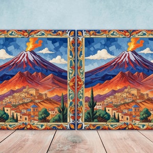 Sicilian Ceramic tiles - Set of 2 Sicilian Wall Decor Tiles - Kitchen Backsplash Tiles, Bathroom Tiles, Sicilian ceramics, Shower tiles