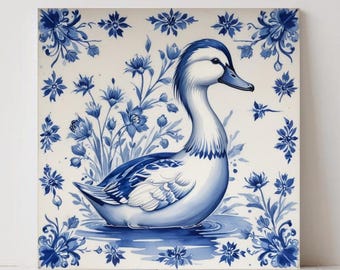 Delft Blue Tile : Dutch Bird Ceramic Duck Wall Art Kitchen Backsplash Bathroom Decor