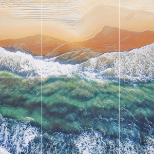Tile Mural/Mosaic Ceramic Panel of Ocean Waves - Beach Mural - Ocean Waves Wall Mural - Ocean waves wall print - Home Decor - Tile Mosaic