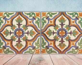Marokkaanse keramische tegels - Set van 2 Marokkaanse wanddecoratietegels - Keuken Backsplash Tegels, Decoratieve tafeltegels, Badkamertegels, Coaster