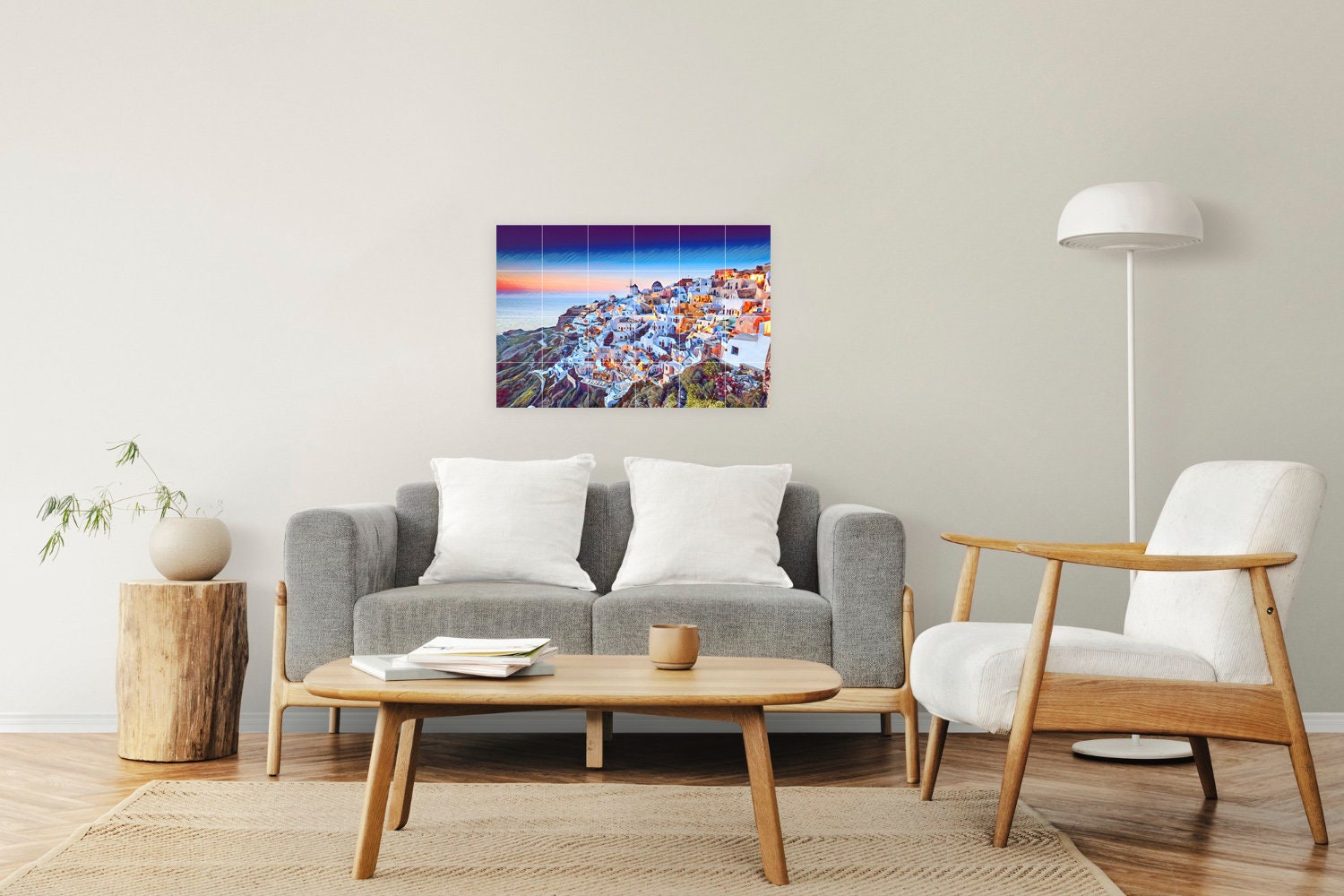 サントリーニ島のタイル壁画：セラミックモザイクパネル、ギリシャの