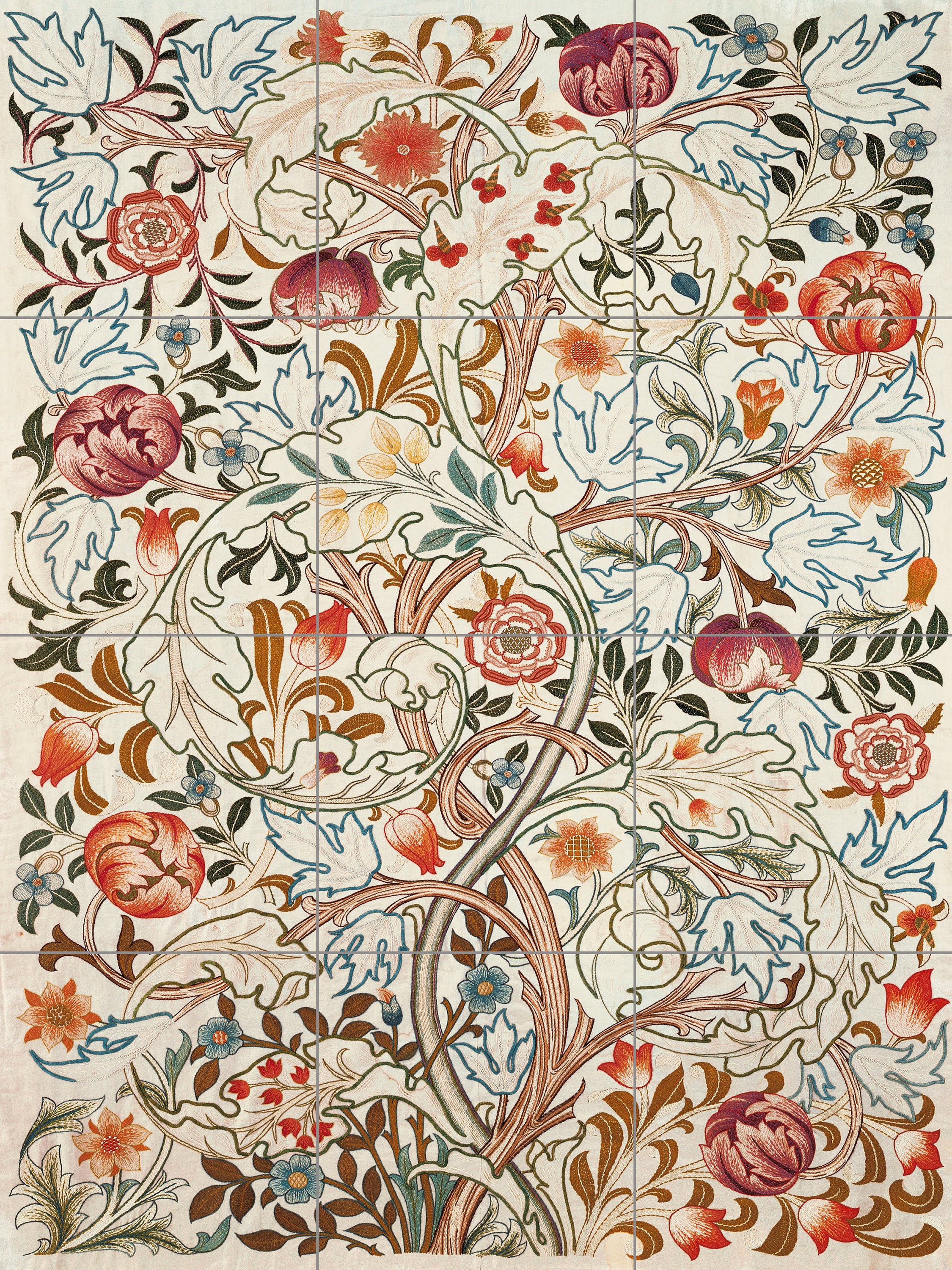 Tile Mural/Mosaic Ceramic Panel of William Morris Acanthus - William Morris wall art - Tile Mural -Morris print -Tile Mosaic - Accent tiles