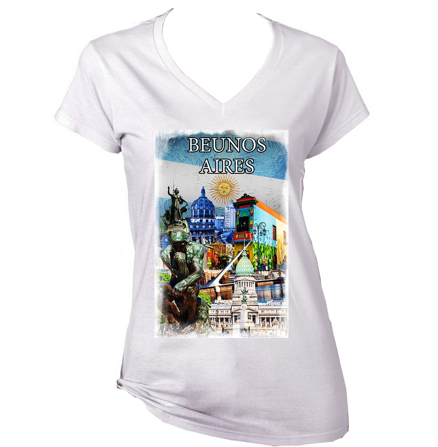 Image of Argentina Buenos Aires City - New Cotton White Lady T Shir