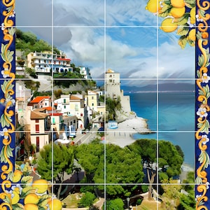 Tile Mural/Mosaic Ceramic Panel of Maiori - Maiori Mural- Maiori Amalfi Coast - Maiori Wall Art - Tile Mural - Gloss Tiles -Tile Mosaic
