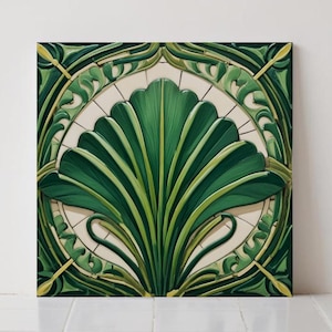 Płytki ceramiczne w stylu art déco: zielona geometryczna dekoracja ścienna do łazienki w stylu retro