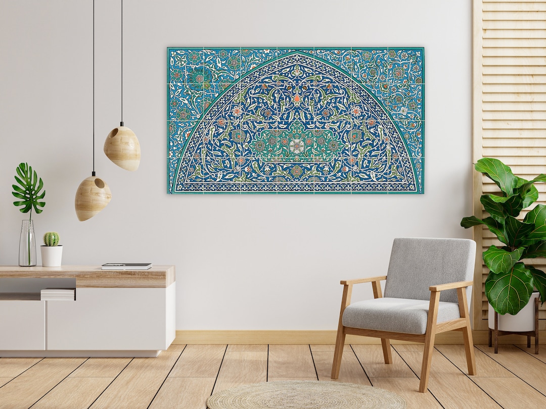 Arabic Pattern Tile Mural: Ceramic Mosaic Panel, Islamic Art Decor - Etsy