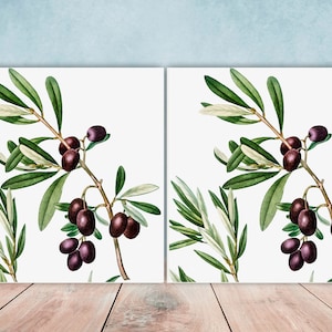 Olives tree Design Tile Olive Tree - Set of 2 Decorative Ceramic tiles, Backsplash tiles, Bathroom tiles, Kitchen Backsplash, wall tiles
