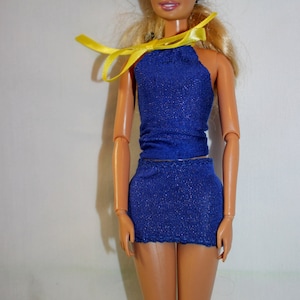 Blue top and skirt for Barbie doll