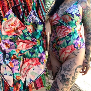 Floral Print Deep V One Piece //