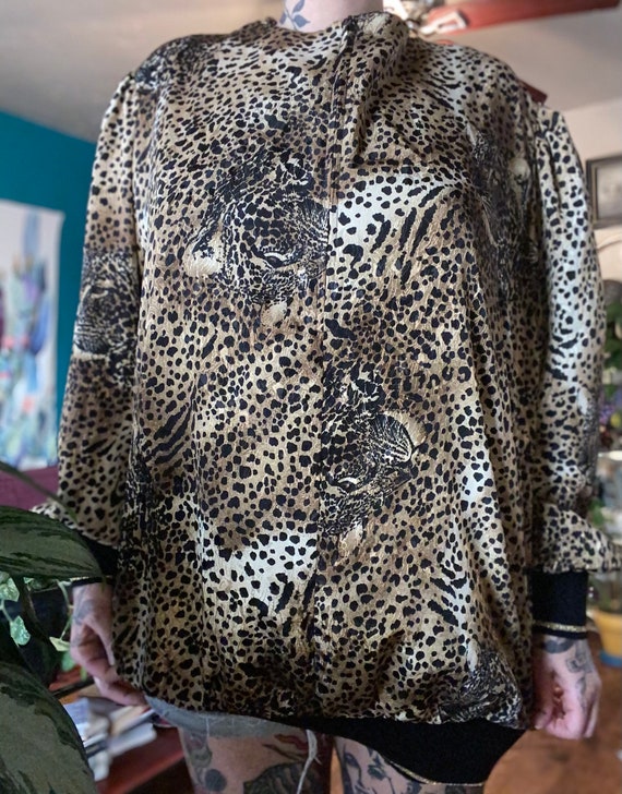 Leopard Print Pullover WindBreaker // Vintage Pul… - image 2