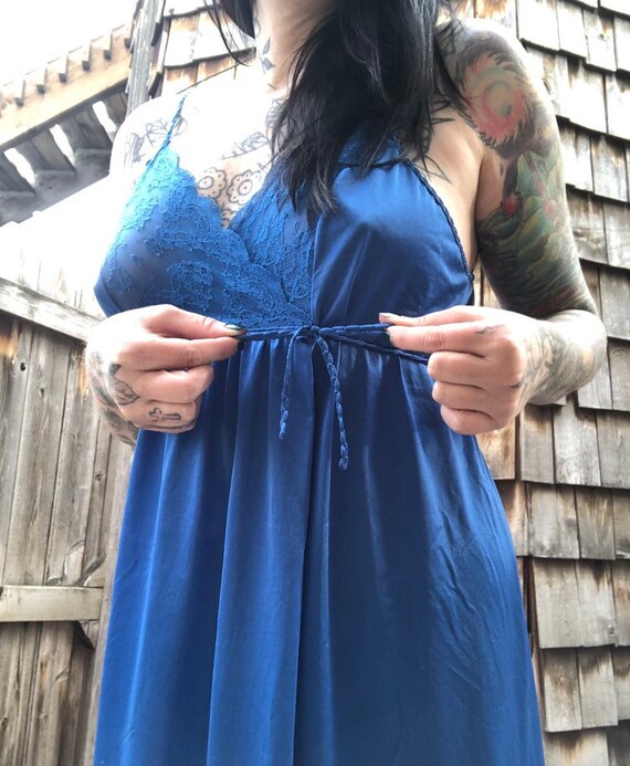 Blue Satin Lingerie // Blue Nightgown // Vintage … - image 9