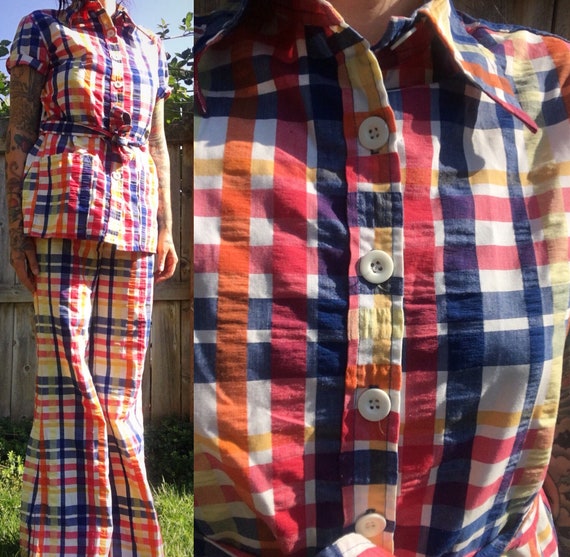 70s Two Piece Suit // Plaid Suit // Vintage Two Pi