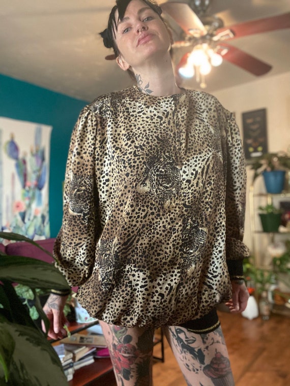 Leopard Print Pullover WindBreaker // Vintage Pul… - image 3