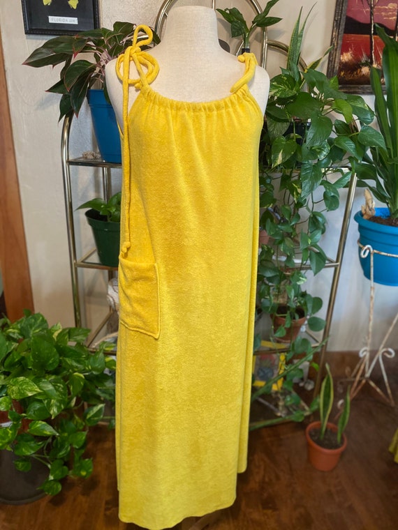 70s Pink Terrycloth Dress Medium 1970s Tank Sleeveless