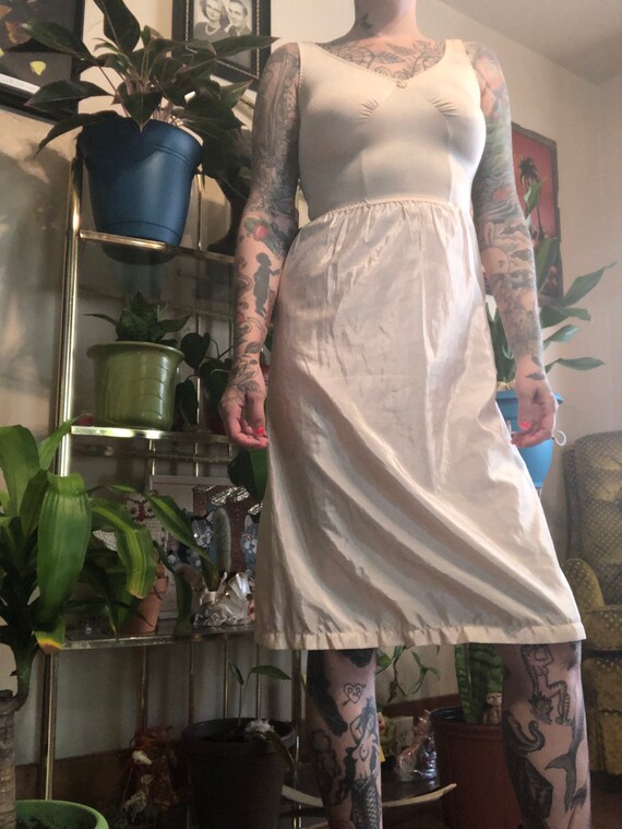 70s Cream Olga Slip Dress // Vintage Slip Dress //